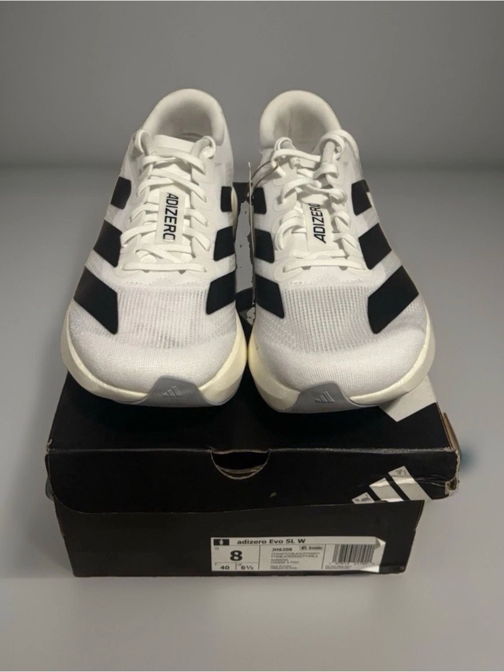 adidas Adizero Evo SL Women Running Shoes Breathable Mesh White/Black US 8